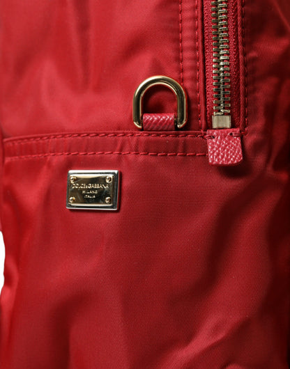 Dolce & Gabbana Embellished Red Backpack with Gold Detailing