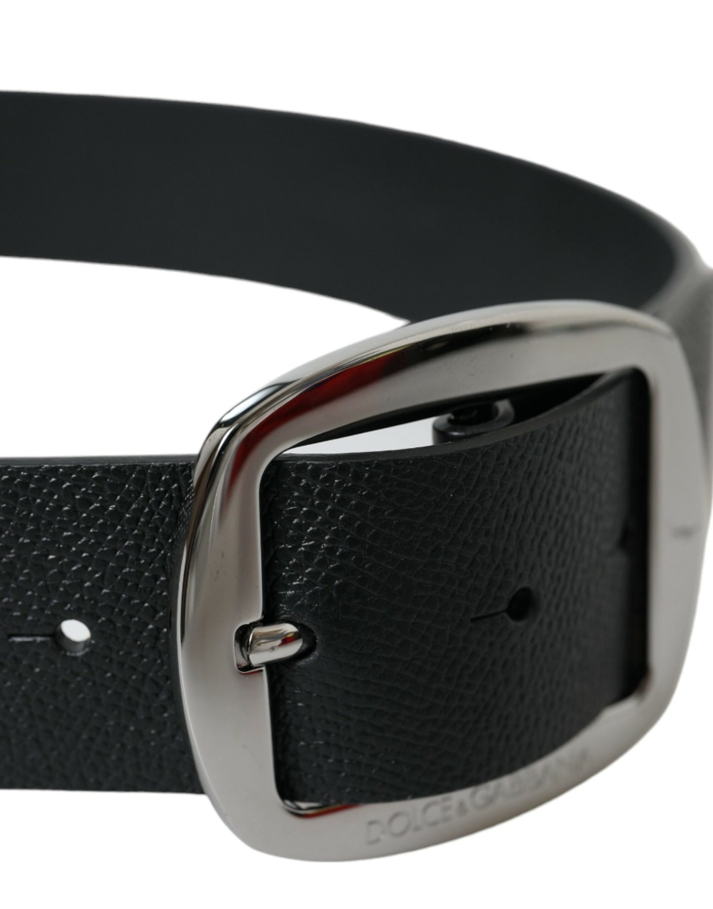 Dolce & Gabbana Elegant Black Leather Belt with Metal Buckle