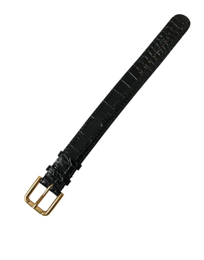 Dolce & Gabbana Elegant Gold Black Leather Bracelet