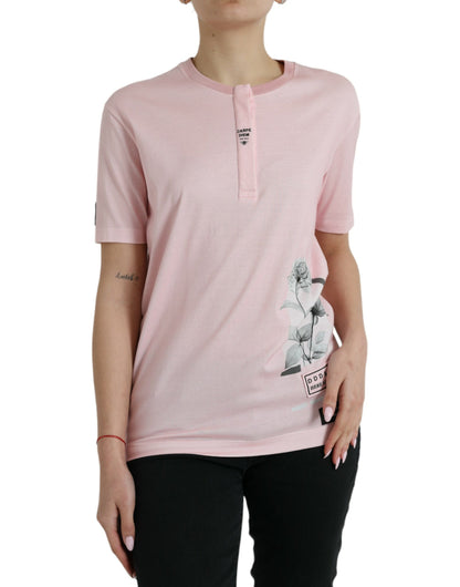 Dolce & Gabbana Chic Pink Floral Cotton Tee