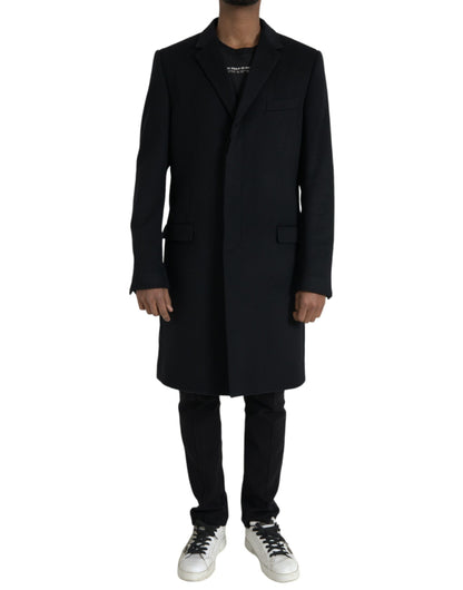 Dolce & Gabbana Black Wool Cashmere Trench Coat Jacket