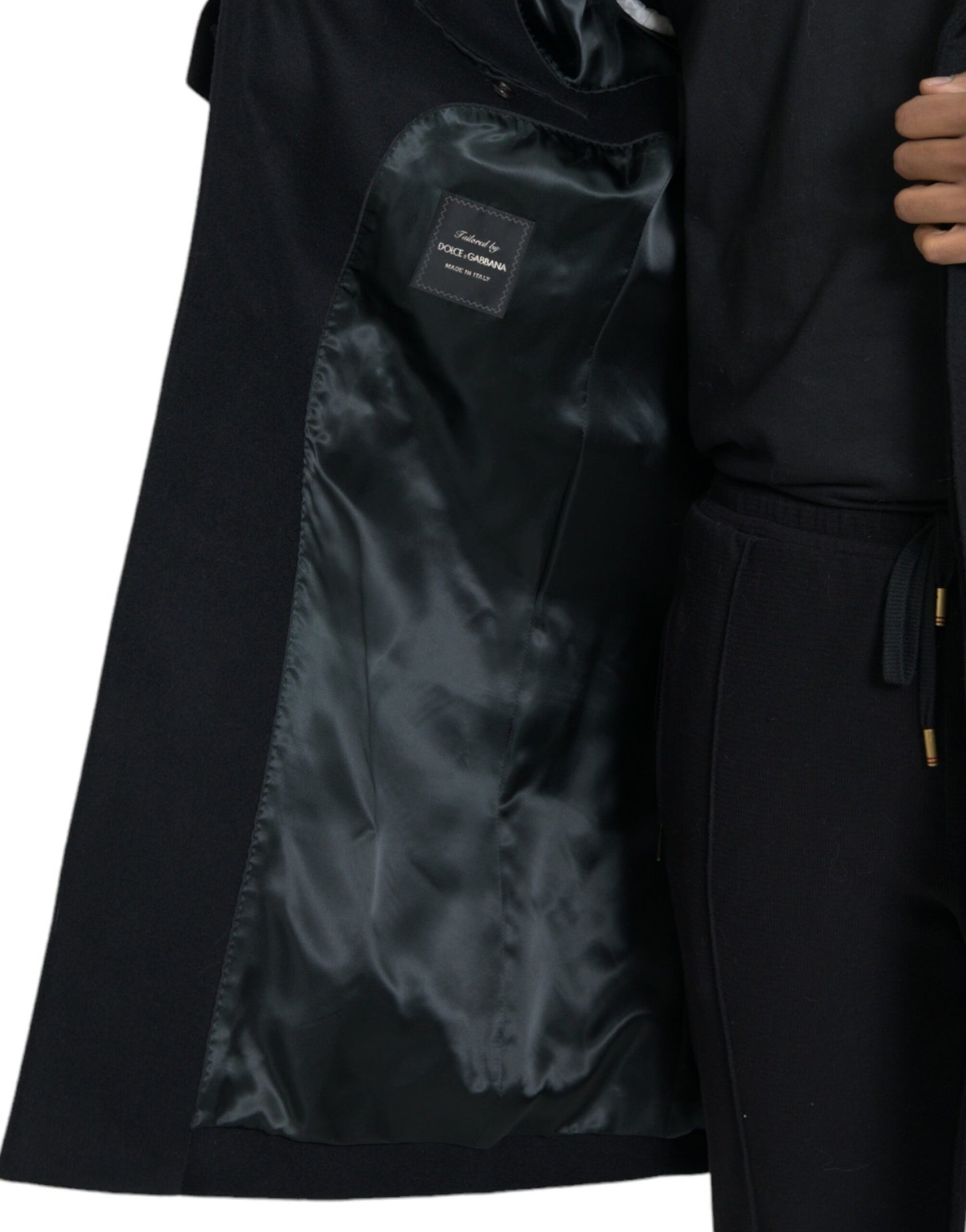 Dolce & Gabbana Black Wool Cashmere Trench Coat Jacket