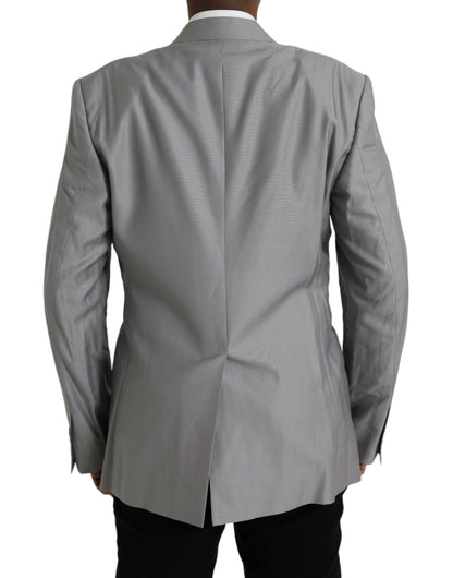 Dolce & Gabbana Gray Wool Peak Single Breasted Coat Blazer