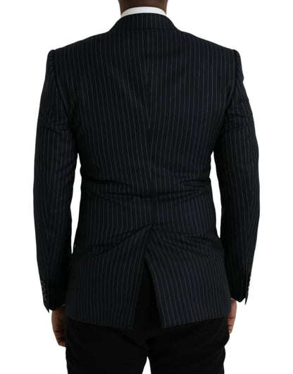 Dolce & Gabbana Black Stripe SICILIA Double Breasted Coat Blazer