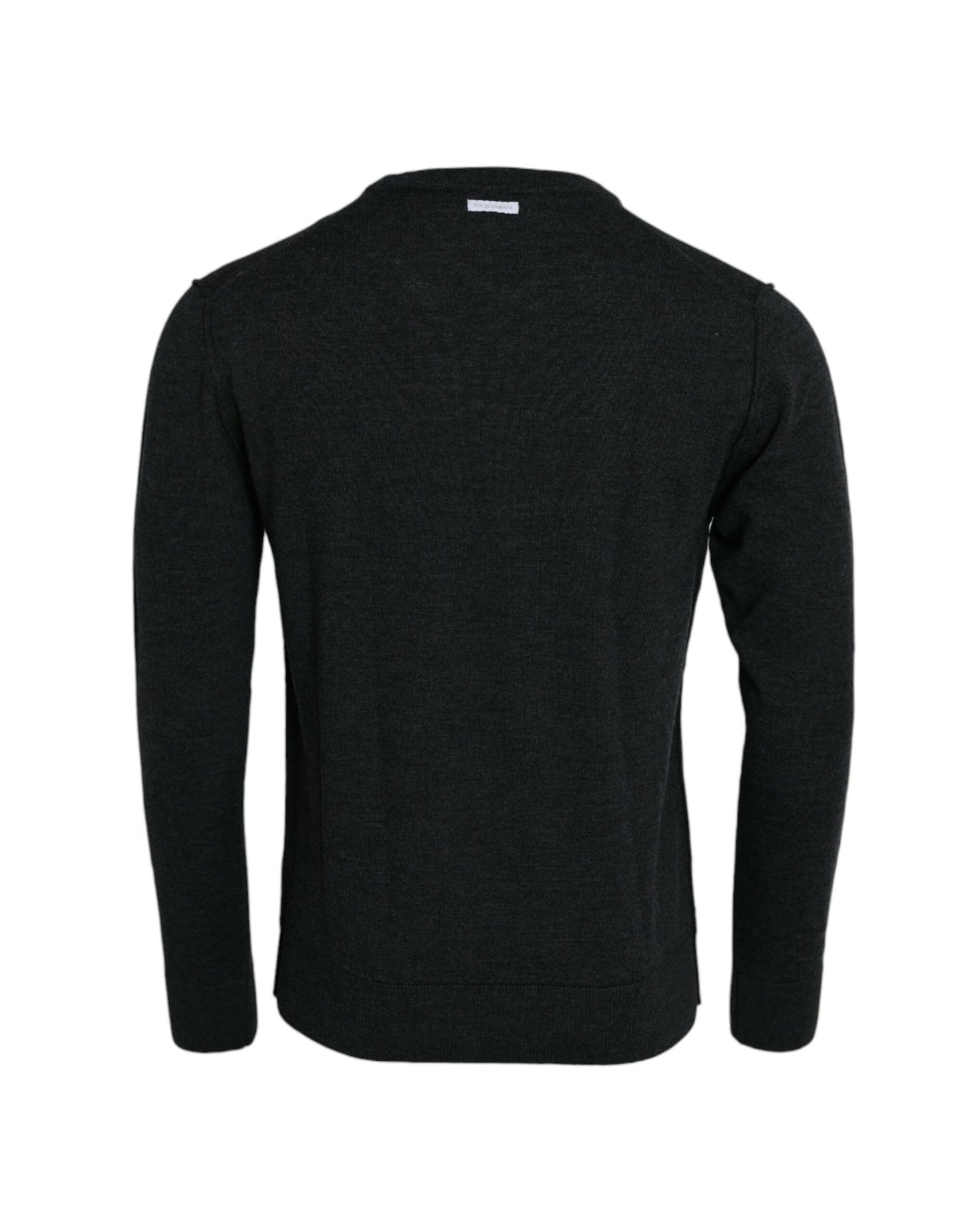 Dolce & Gabbana Dark Gray Wool Crew Neck Pullover Sweater