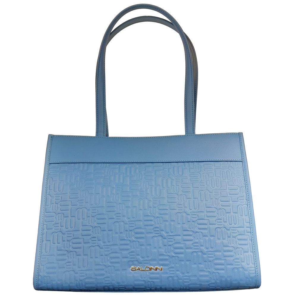 Baldinini Trend Elegant Light Blue Shopping Bag with Logo Motif