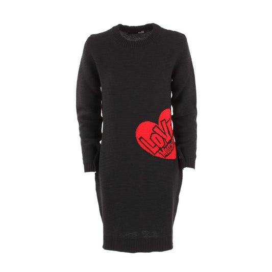 Love Moschino Chic Heart Pattern Knit Wool-Blend Dress