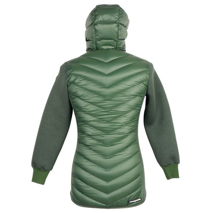 Centogrammi Elegant Hooded Long Down Jacket in Dark Green