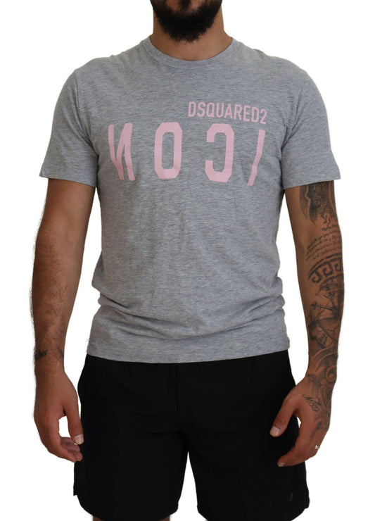 Dsquared² Gray Logo Cotton Short Sleeves Crewneck T-shirt