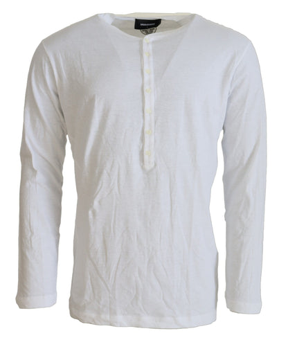 Dsquared² White Cotton Linen Long Sleeves Pullover Sweater