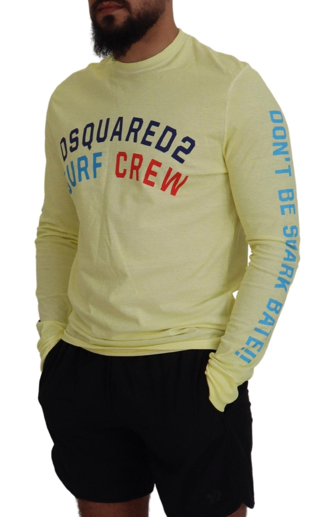 Dsquared² Yellow Colorful Print Long Sleeves Top T-shirt