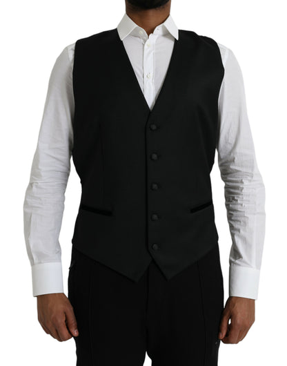 Dolce & Gabbana Black Silk Waistcoat Dress Formal Vest