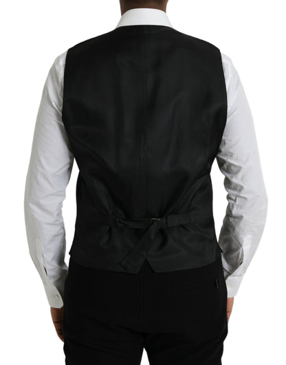 Dolce & Gabbana Black Wool Waistcoat Dress Formal Vest