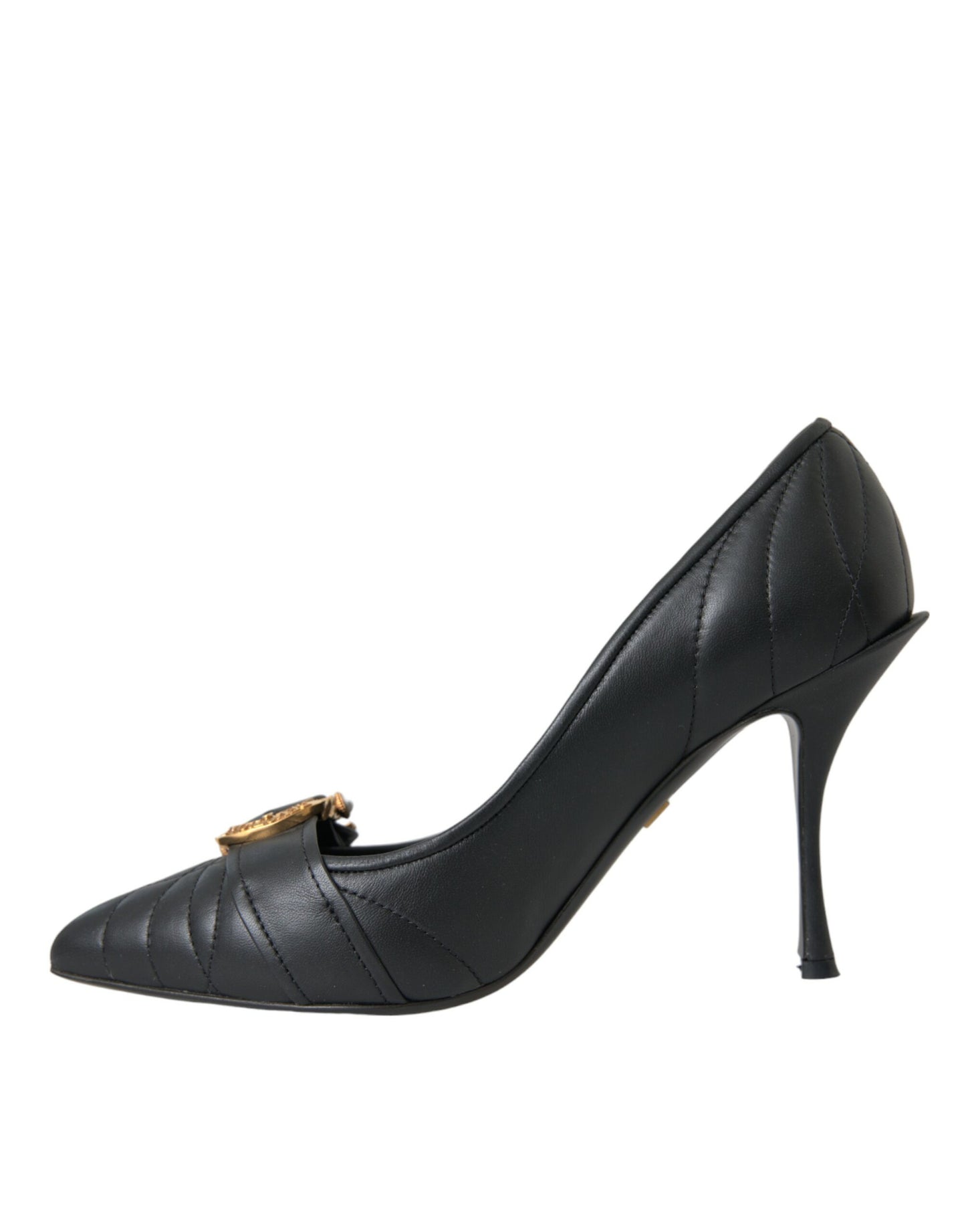 Dolce & Gabbana Black Devotion Leather Heels Pumps Shoes