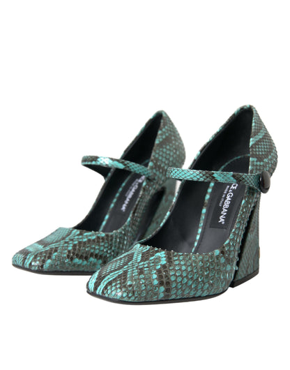 Dolce & Gabbana Aqua Python Leather Mary Jane Pumps Shoes