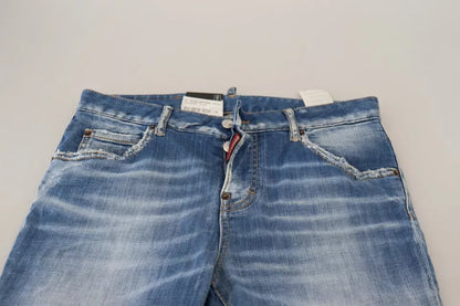 Dsquared² Blue Cotton Low Waist Cropped Cool Girl Denim Jeans