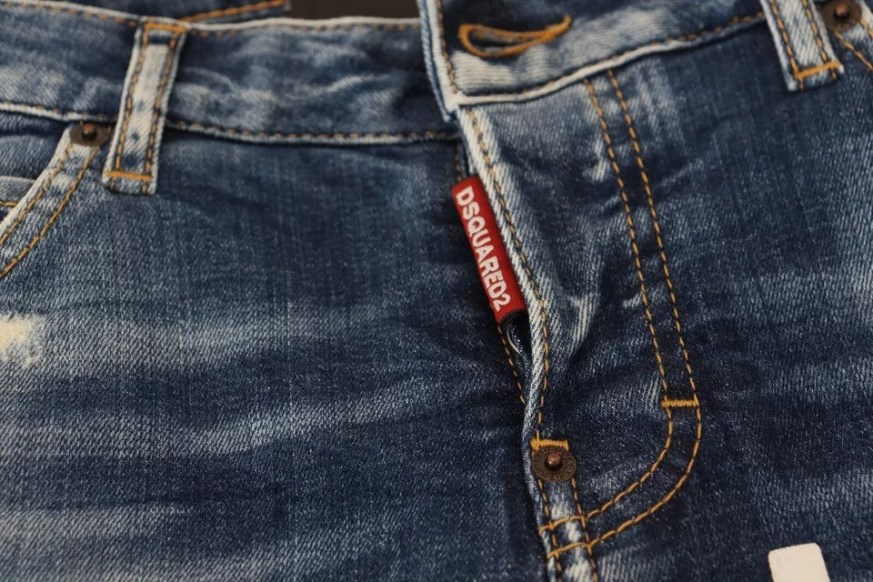 Dsquared² Blue Icon Low Waist Cropped Cool Girl Denim Jeans