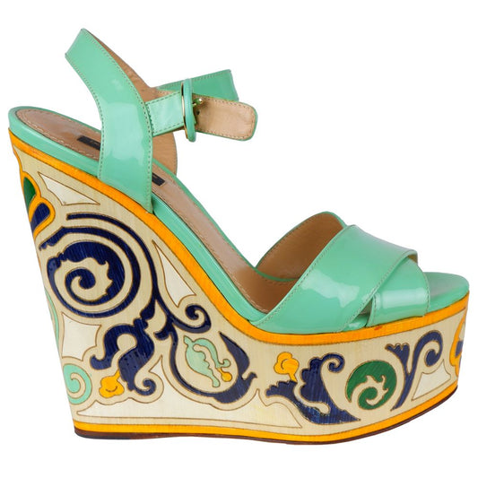 Dolce & Gabbana Green Leather Di Calfskin Sandal