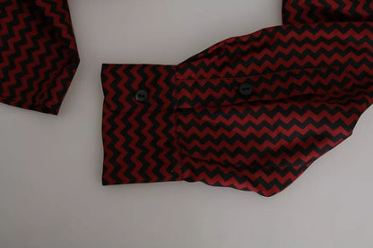 Dolce & Gabbana Black Red Zigzag Pattern Casual Shirt