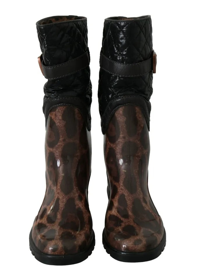 Dolce & Gabbana Black Brown Leopard Booties Boots Shoes