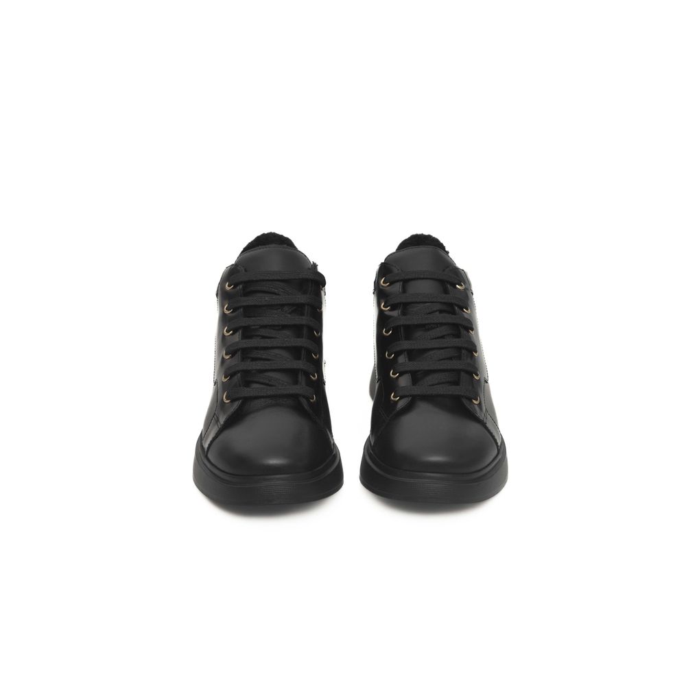 Cerruti 1881 Black Leather Women Platform Sneaker