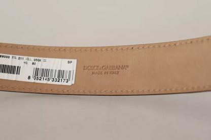 Dolce & Gabbana Black Leather Gold Metal Logo Engraved Buckle Belt