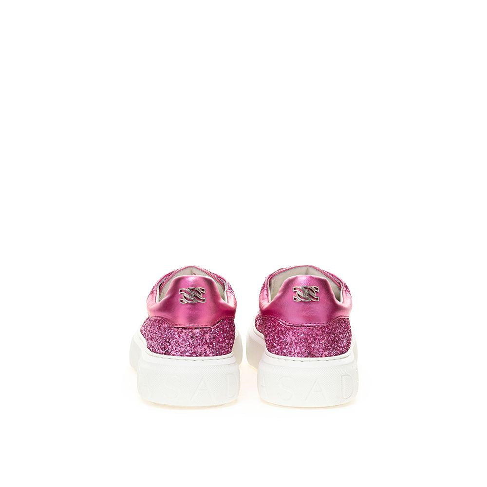 Casadei Fuchsia Elegance Leather Sneakers