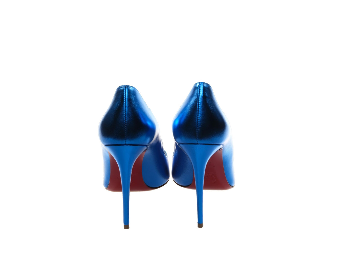 Christian Louboutin Hot Chick 100 Blue Mirrored Patent Leather High Heel Pumps