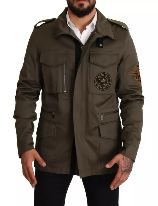 Dolce & Gabbana Green Cotton DG Love Blouson Coat Jacket