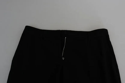 Dolce & Gabbana Black Wool Stretch Cropped Capri Trouser Pants