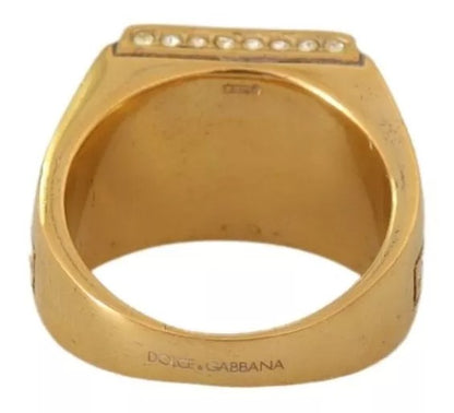 Dolce & Gabbana Gold Plated 925 Silver Green Crystal Ring