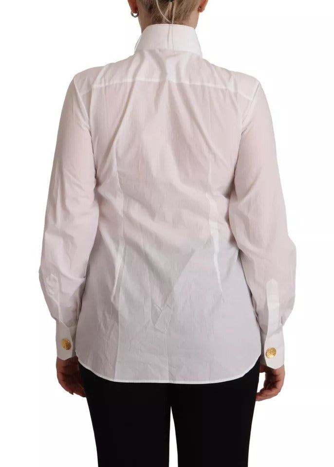 Dolce & Gabbana White Cotton Collared Long Sleeves Formal Shirt Top