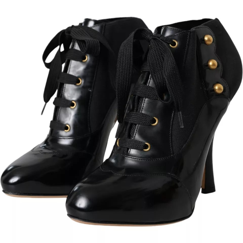 Dolce & Gabbana Black Jersey Stretch Ankle Boots Shoes