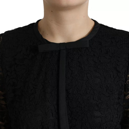 Dolce & Gabbana Black Floral Lace Blouse T-shirt Staff Top