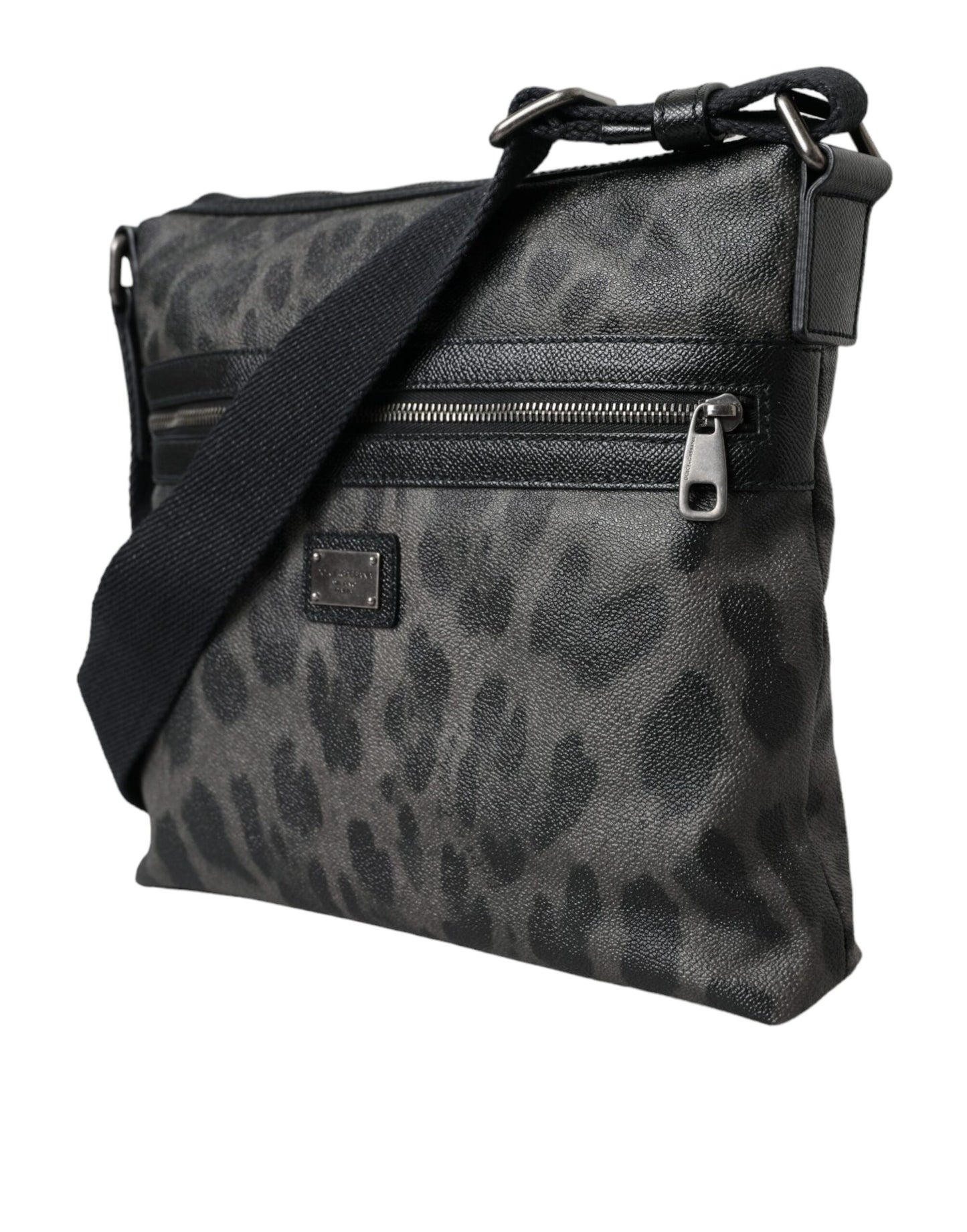 Dolce & Gabbana Gray Leopard PVC Leather Messenger Cross Body Bag