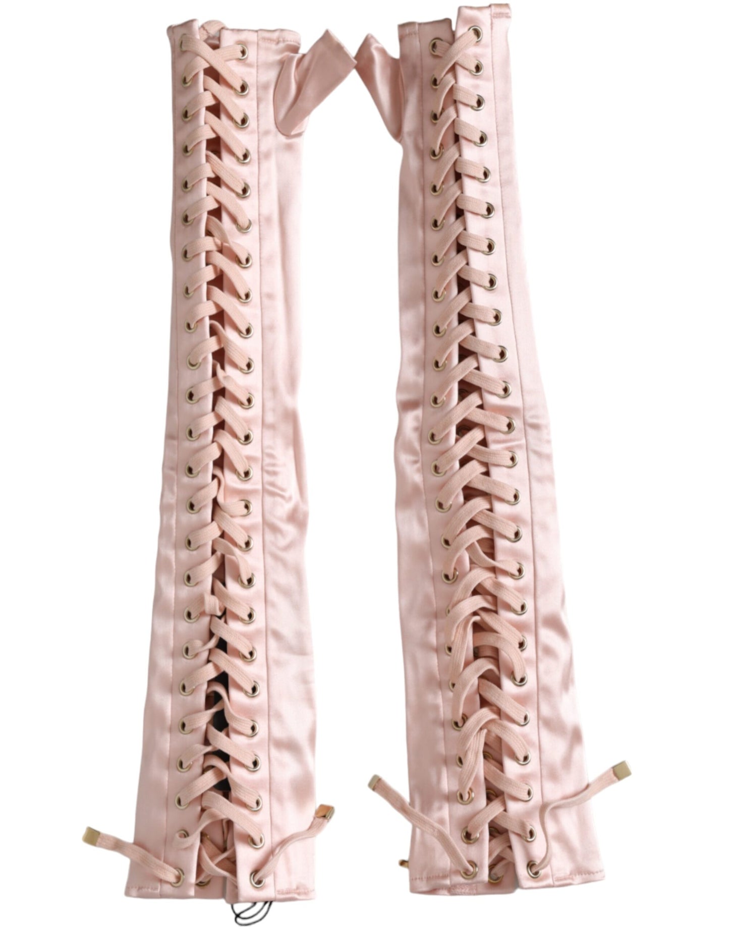 Dolce & Gabbana Pink Acetate Lace Up Fingerless Gloves