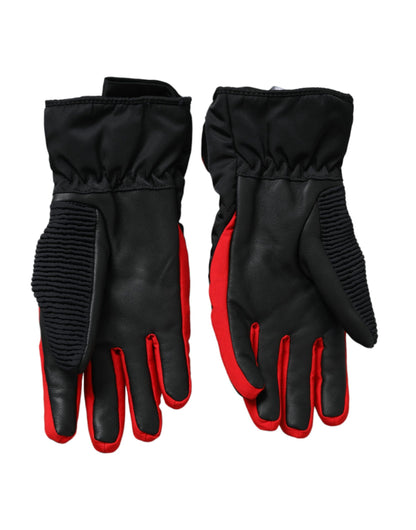 Dolce & Gabbana Black Red Nylon Wrist Length Gloves