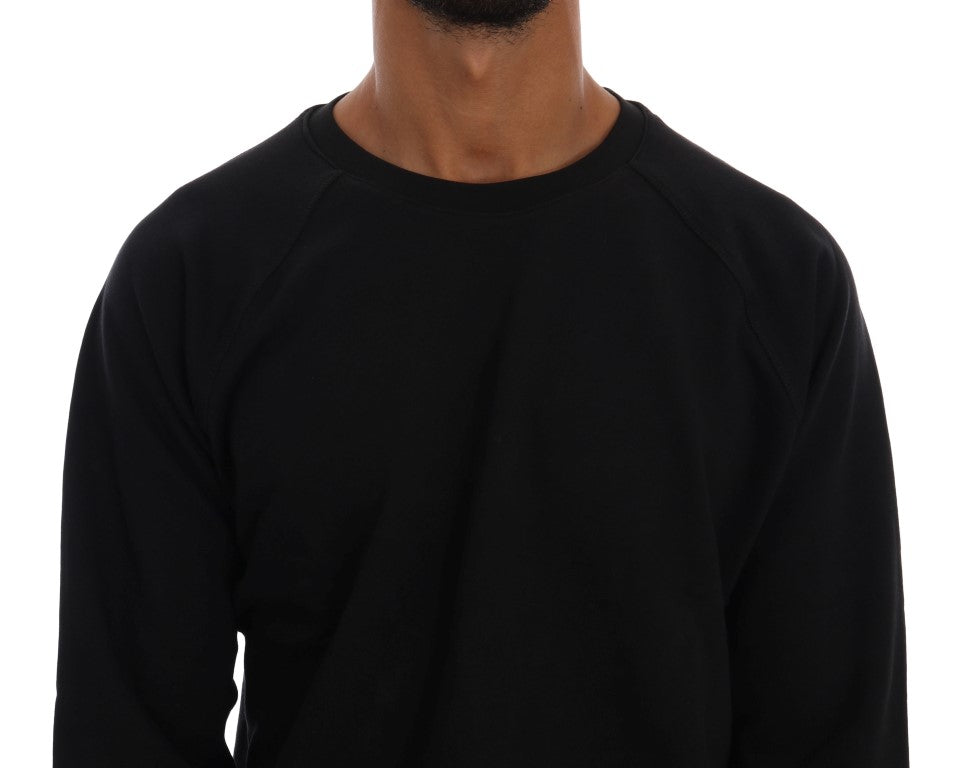 Daniele Alessandrini Elegant Black Cotton Crewneck Sweater