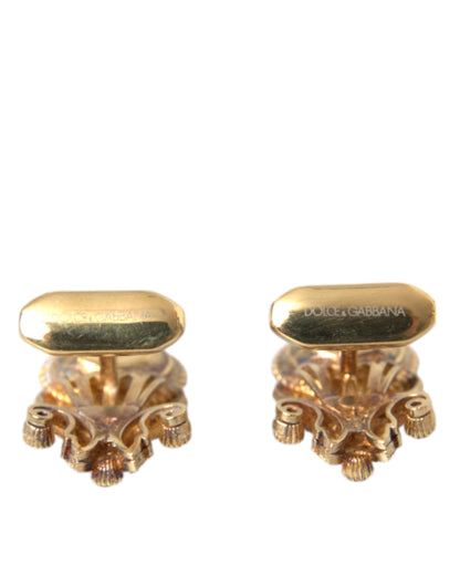 Dolce & Gabbana Gold Tone 925 Sterling Silver Crystal Cufflink