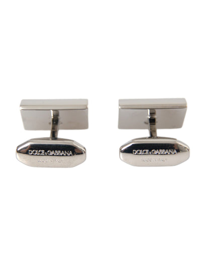 Dolce & Gabbana Silver Plated Metal Brass DG Logo Pin Cufflinks