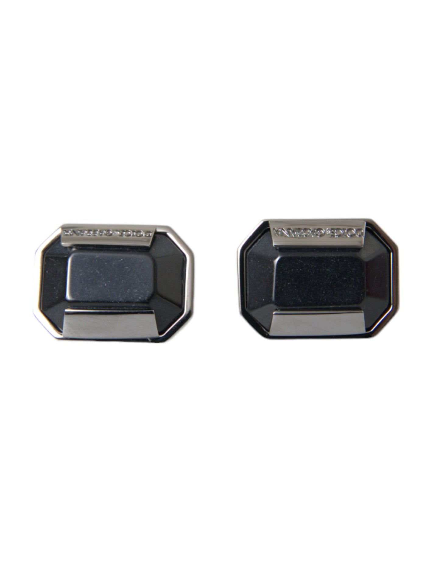 Dolce & Gabbana Silver Plated Brass Pin Crystal Cufflinks