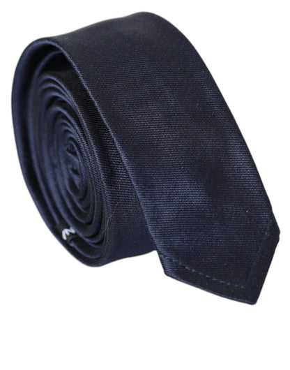 Dolce & Gabbana Blue Solid Silk Adjustable Tie Men