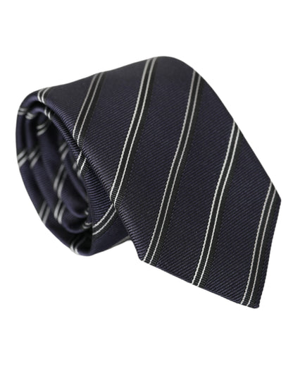 Dolce & Gabbana Black White Stripes Silk Adjustable Tie