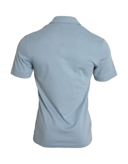 Dolce & Gabbana Light Blue Logo Cotton Collared Polo T-shirt