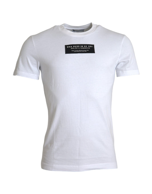 Dolce & Gabbana White Cotton DG Applique Men Casual T-shirt