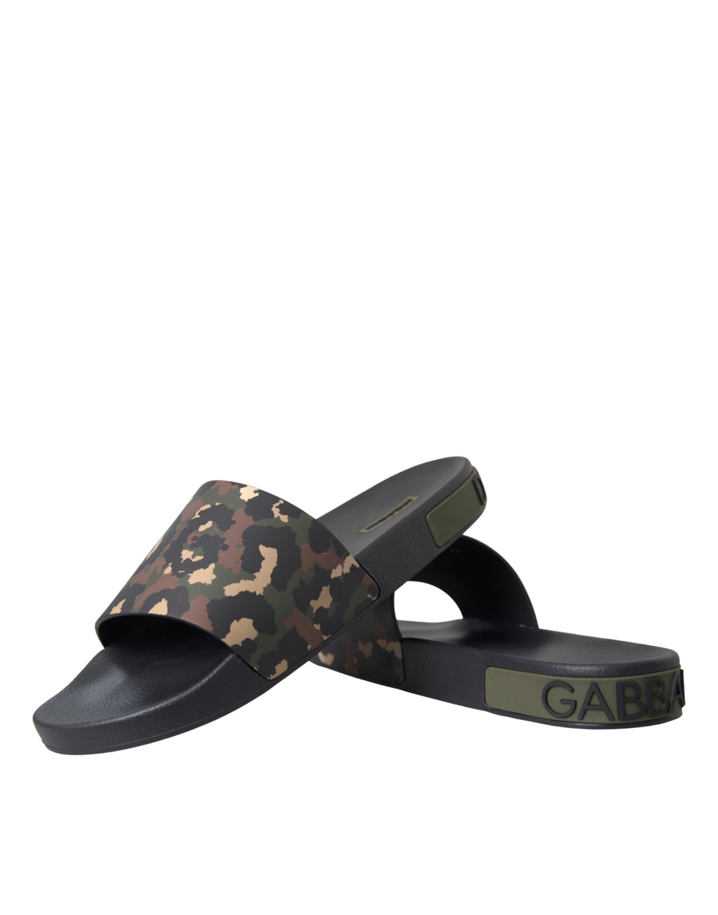 Dolce & Gabbana Multicolor Camouflage Leather Beachwear Men Shoes