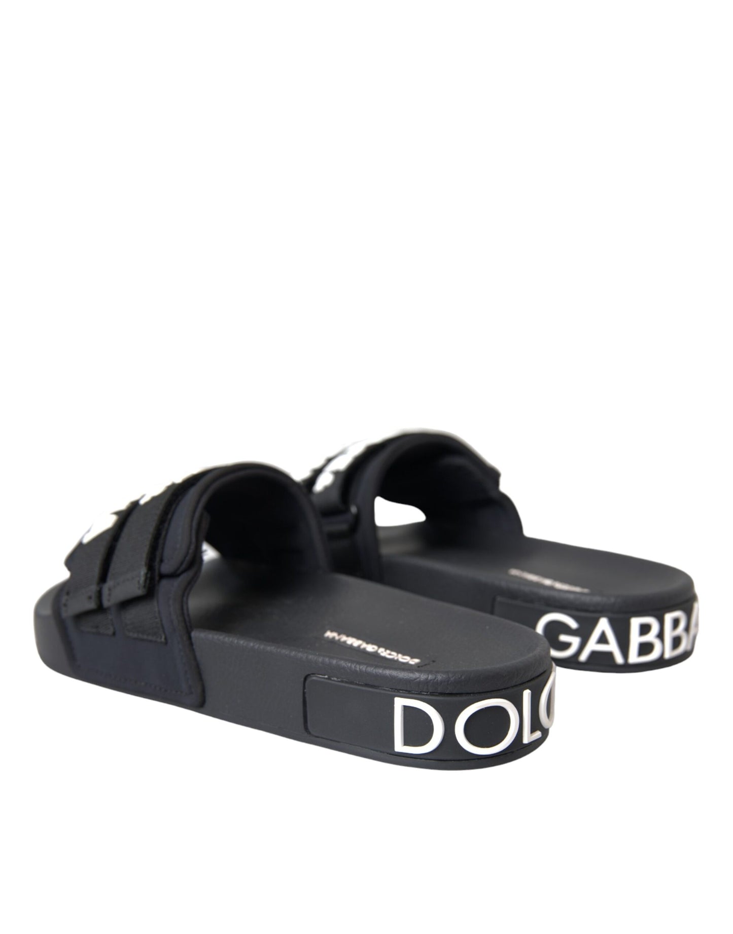 Dolce & Gabbana Black Logo Beachwear Flats Sandals Shoes