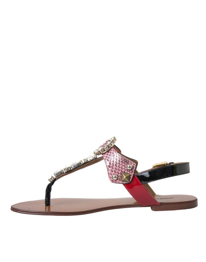 Dolce & Gabbana Multicolor Crystal Sandals Flip Flops Shoes