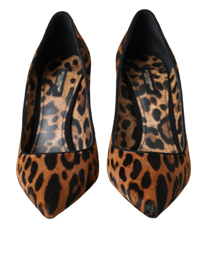 Dolce & Gabbana Brown Leopard Calf Hair Heels Pumps Shoes