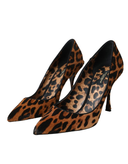 Dolce & Gabbana Brown Leopard Calf Hair Heels Pumps Shoes